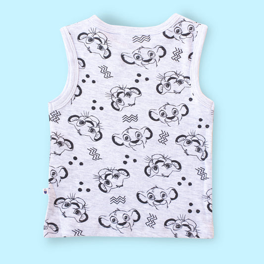 Tank Top Cotton T-shirt | Sleeveless TShirt | Grey Tiger - zizuka