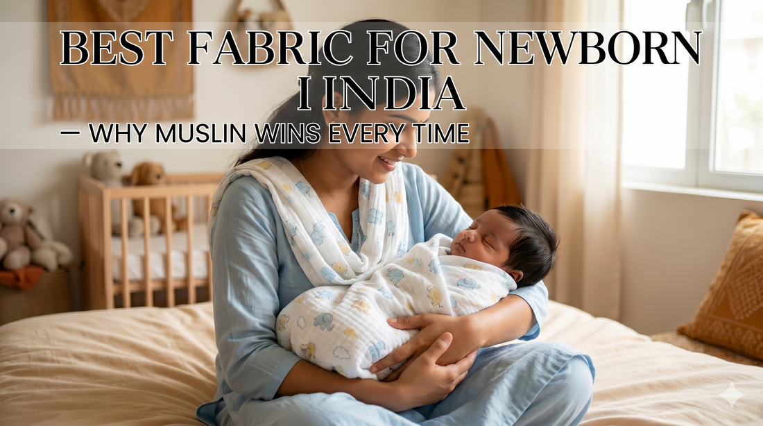 newborn baby wearing organic muslin jabla — best fabric for newborn baby in India