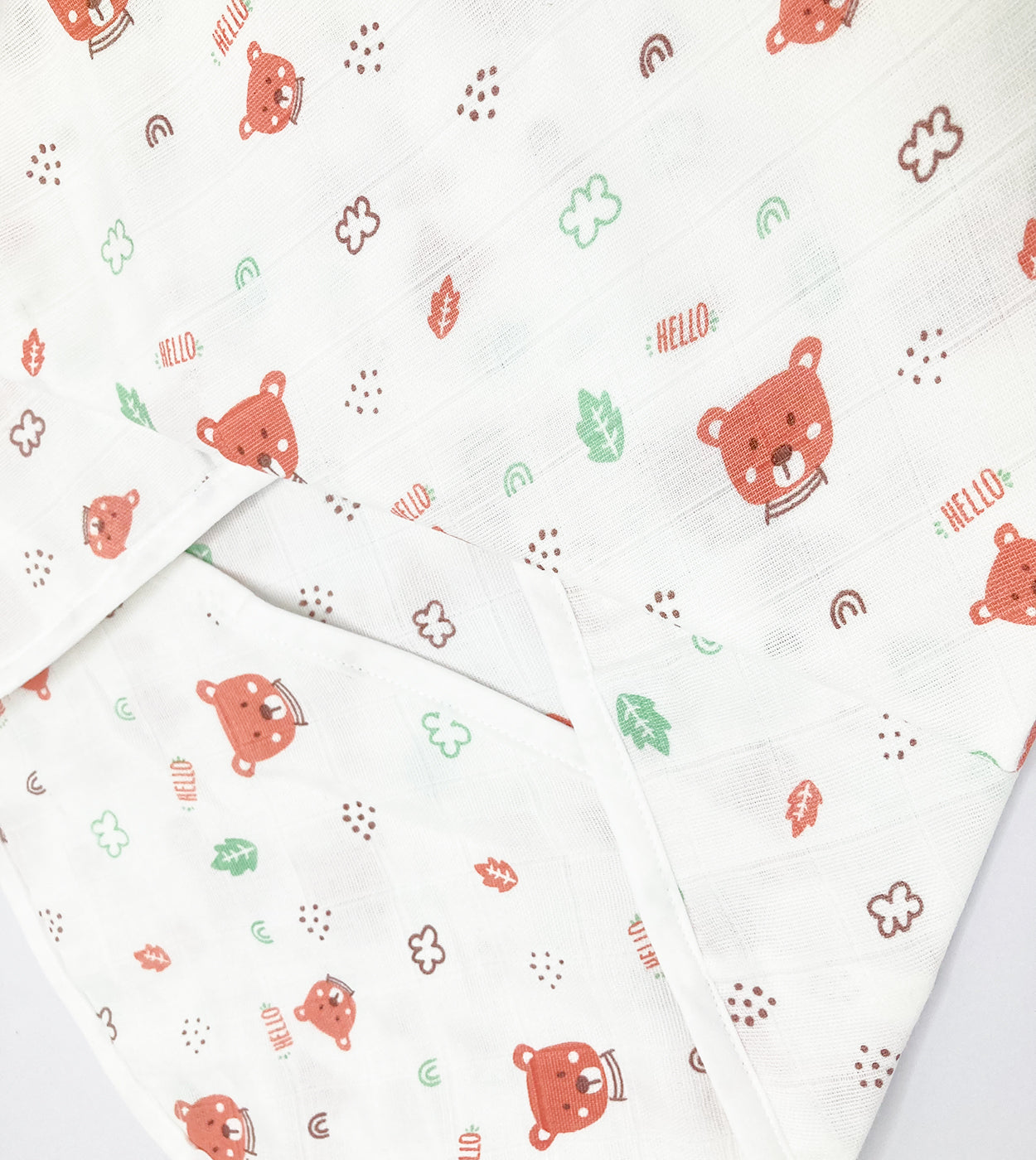 Cotton Muslin Hooded Towel for Newborn Baby -Hello Teddy