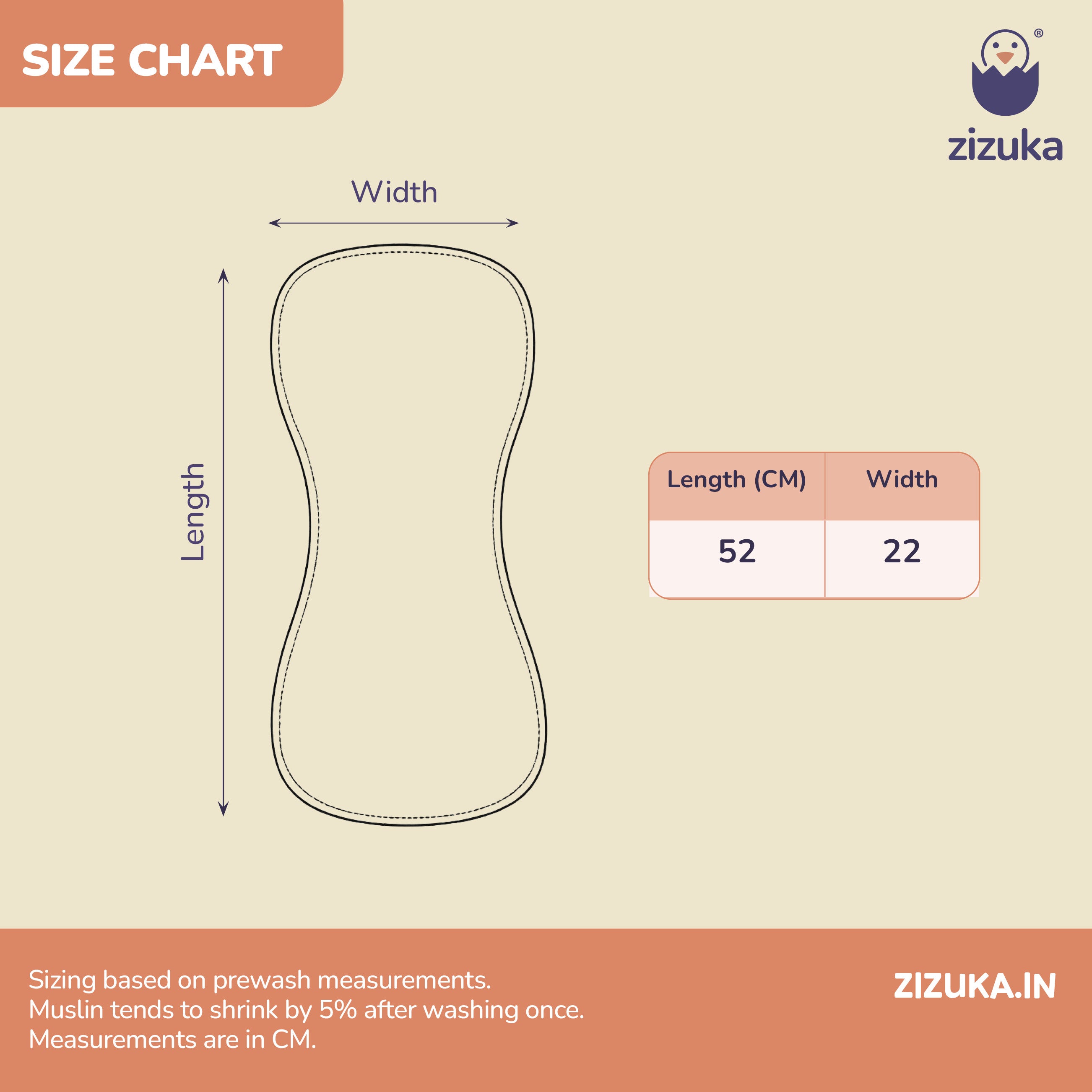 Baby Burp cloth size chart 