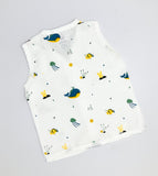 Sleeveless Jabla Co Ord Set / Jabla Shorts 100% Muslin Cotton -Blue Whale