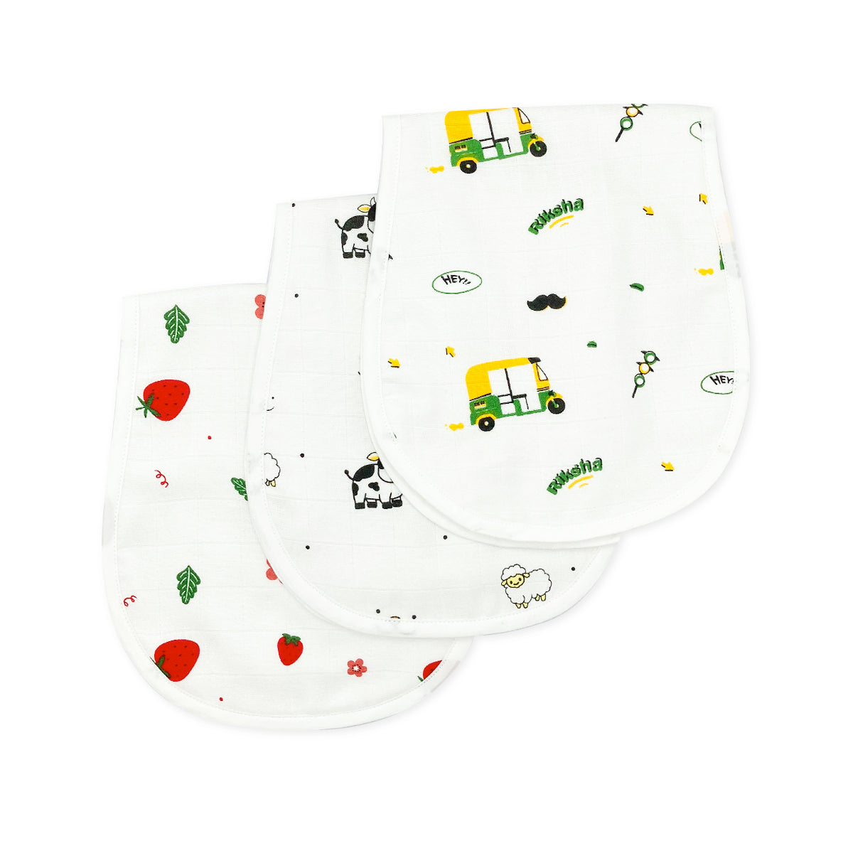 Muslin Burp Cloths for Newborn Baby - Pack of 3