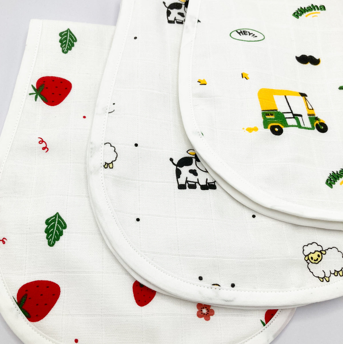 Muslin Burp Cloths for Newborn Baby - Pack of 3