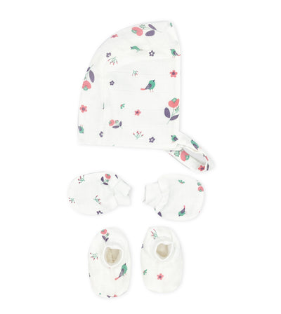 Newborn Muslin Baby Cap Mitten Socks Set - Blossom Chirp
