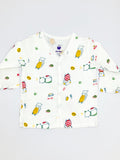 Kids and Baby Boys, Girls Unisex outfit with colorful cat pattern on a white background
