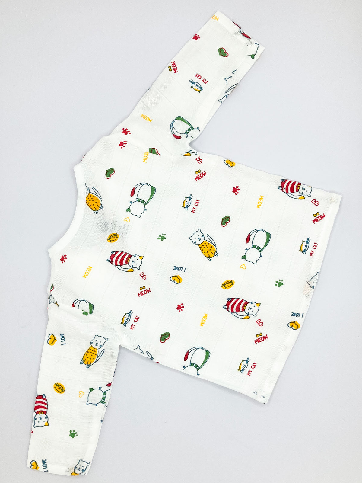 Full sleeve Jabla Pyjama Set 100%Cotton Muslin -Cat