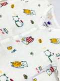 Full sleeve Jabla Pyjama Set 100%Cotton Muslin -Cat