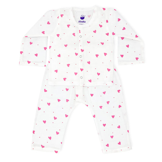 Full sleeve Jabla -Pyjama Set -Organic Muslin -Pink Love