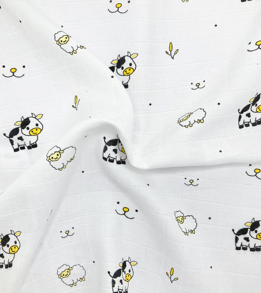 Soft Cotton Muslin Swaddle / Towel -Farmland