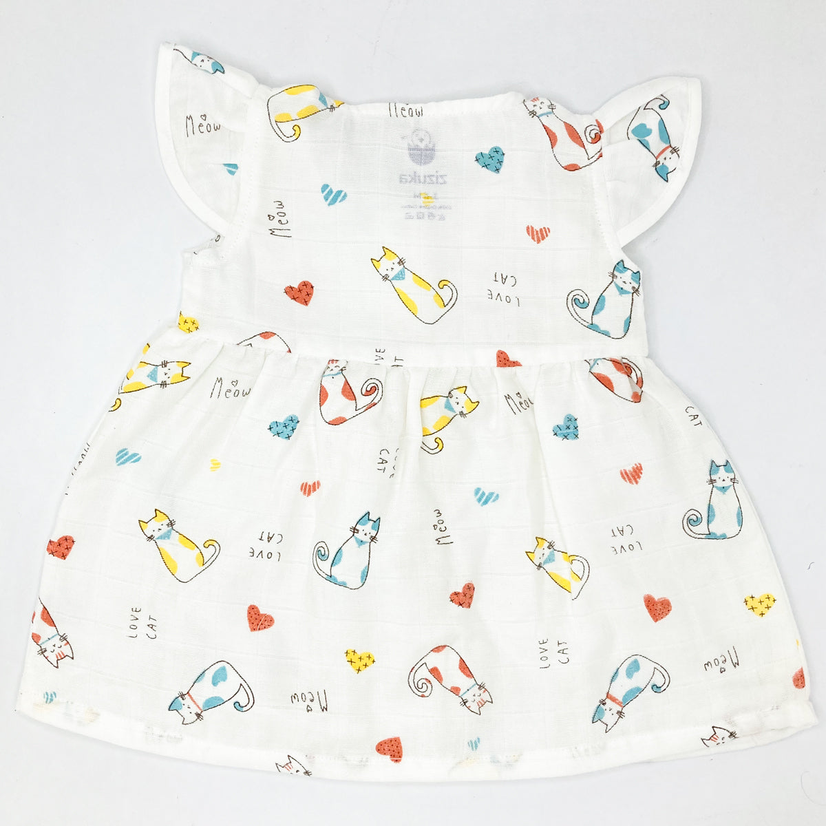 Muslin Frock for Baby Girl -Cap Sleeve 100% Cotton -Cat