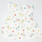 Muslin Frock for Baby Girl -Cap Sleeve 100% Cotton -Cat