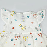 Muslin Frock for Baby Girl -Cap Sleeve 100% Cotton -Cat