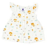 100% Cotton Muslin Frock for Baby Girl -Cap Sleeve -Tiger