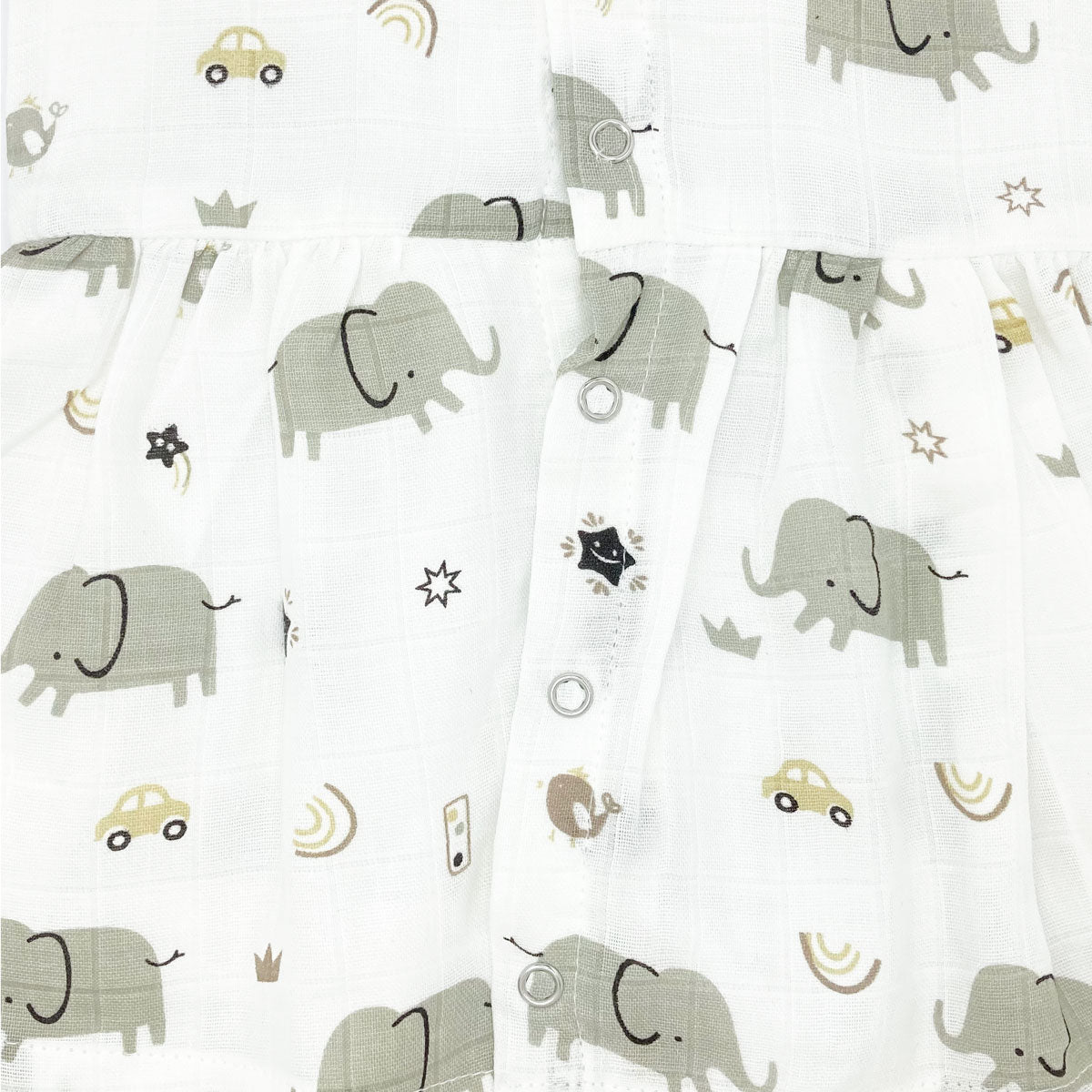 Muslin Sleeveless Frock for Baby Girl-100% Organic Cotton Grey Elephant