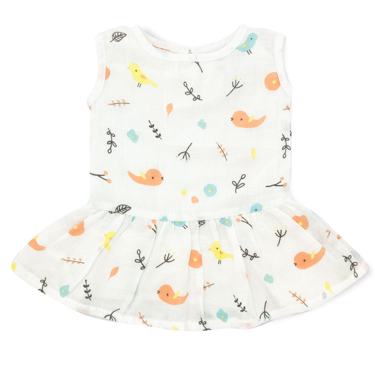 Drop Waist Muslin Frock for Baby Girl -  Sleeveless Organic Cotton Sparrow