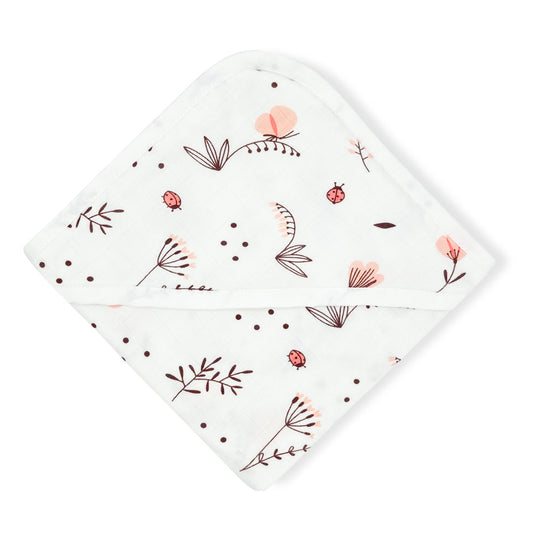 Muslin Hooded Towel/Blanket - 100% Organic Cotton- Lady Bird