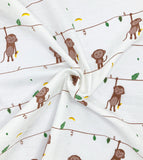 Natural Cotton Muslin Swaddle Wrap / Towel -Monkey