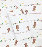 Natural Cotton Muslin Swaddle Wrap / Towel -Monkey