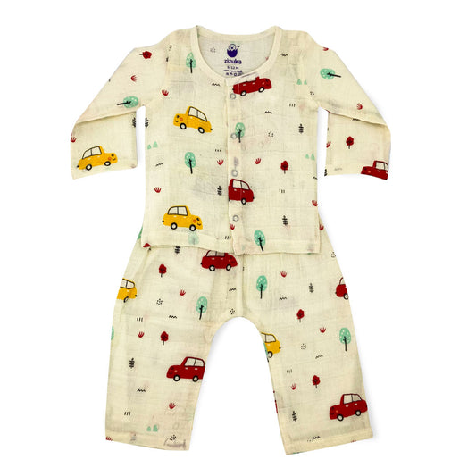 Baby Sleep Suit, Jabla & Pyjama Set -100% Organic Muslin -Car