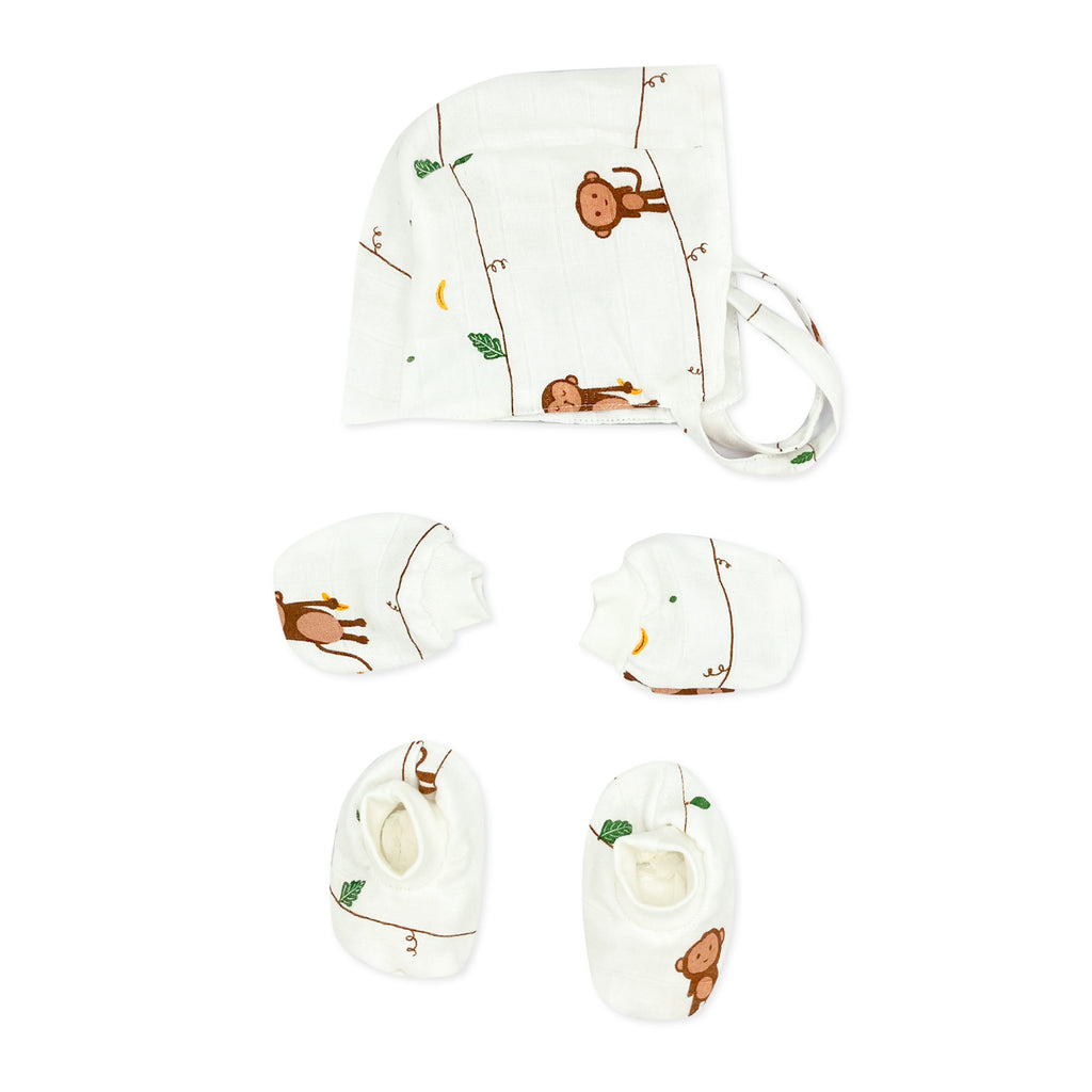 Muslin Newborn Baby Cap, Mittens & Booties, Socks Set | Zizuka – zizuka