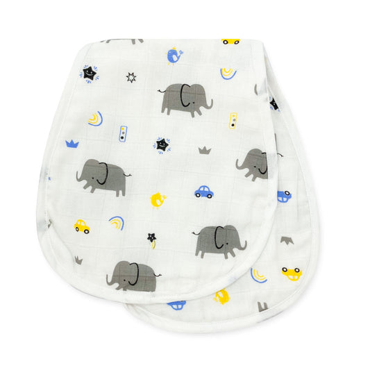 Organic Muslin - Reversible Burp Cloth Elephant