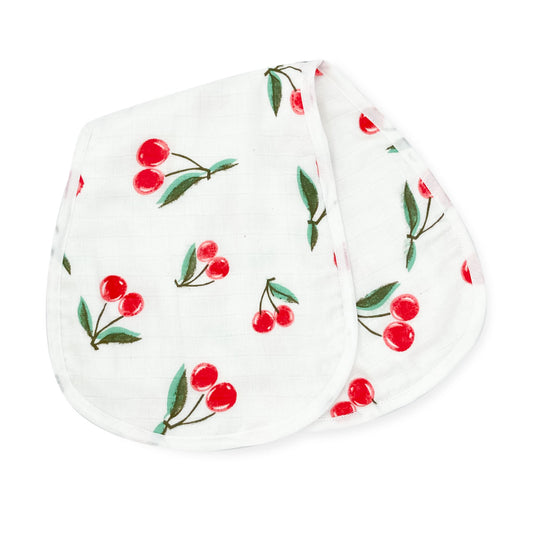 Organic Muslin - Reversible Burp Cloth -Cherry