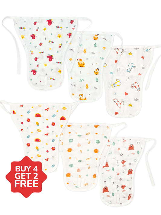 Buy 4 Get 2 FREE Muslin Nappy, 100% Cotton -Extra soft Langots