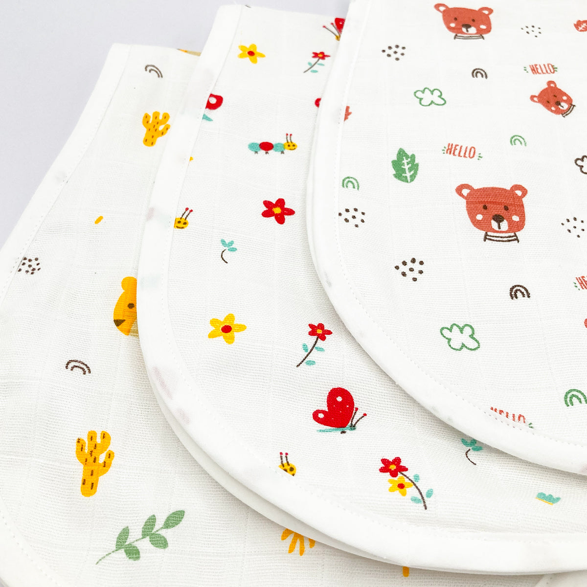 Muslin Burp Cloths for Newborn Baby - Pack of 3