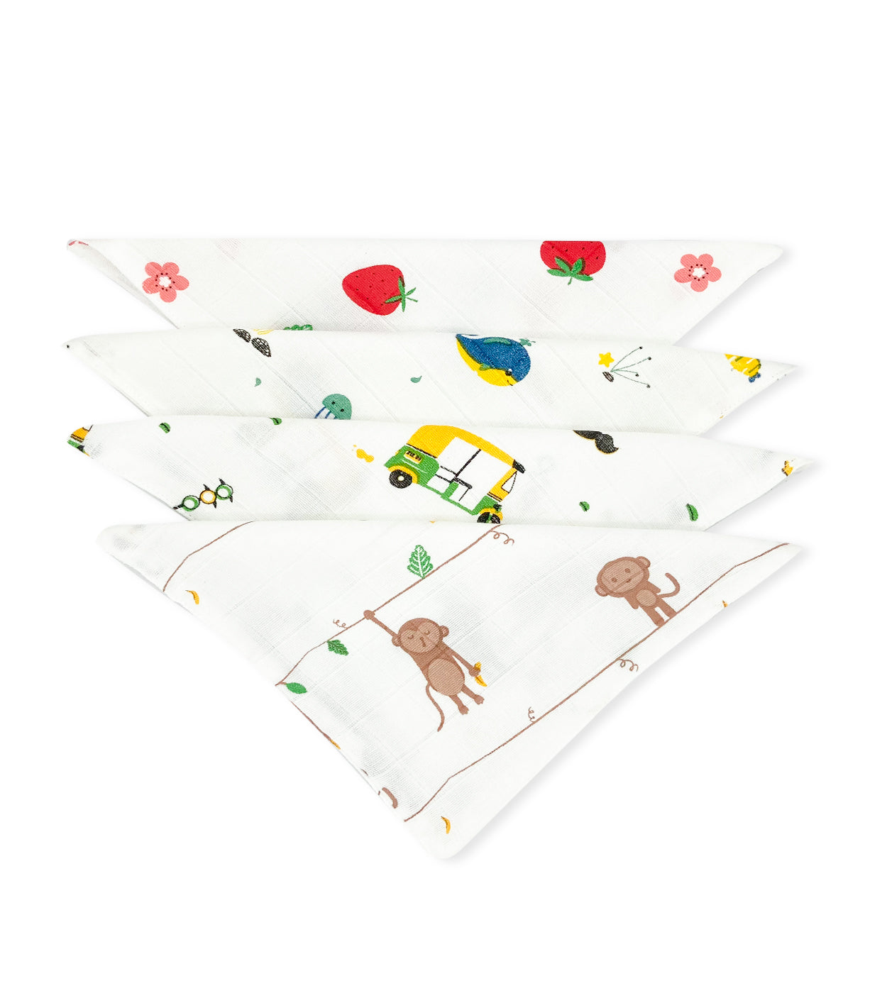 Muslin Baby Face Wipe Clothes - Newborn Napkin -Pack of 4