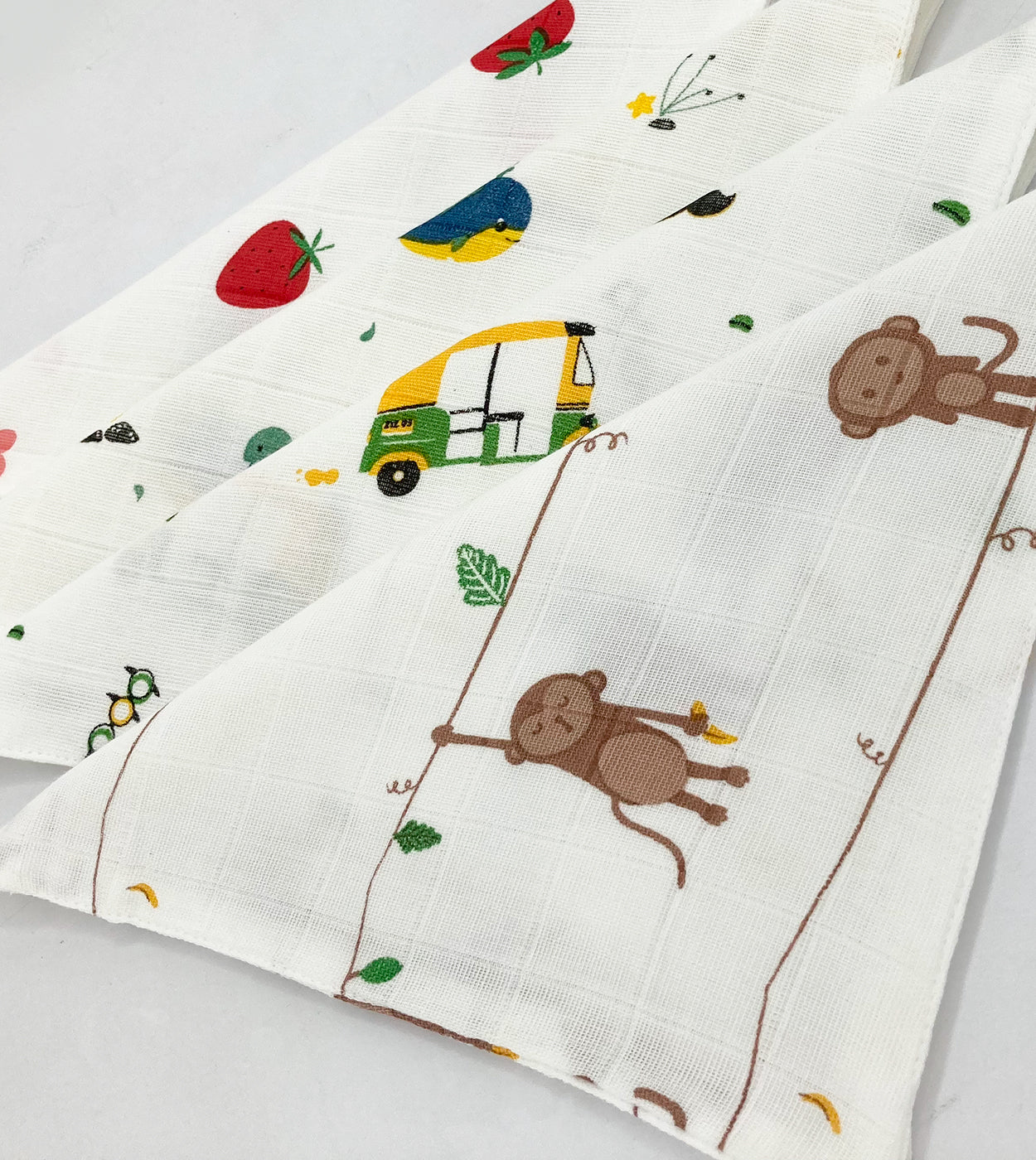 Muslin Baby Face Wipe Clothes - Newborn Napkin -Pack of 4