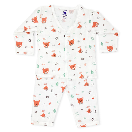 Full sleeve Jabla Pyjama Set 100%Cotton Muslin -Teddy