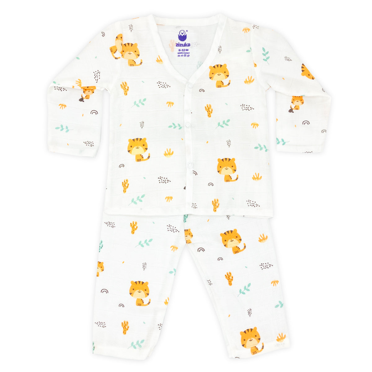 Full sleeve Jabla -Pyjama Set -Organic Muslin -Tiger