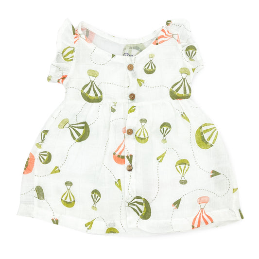 Muslin Frock for Baby Girl - Butterfly Sleeve  100% Organic Cotton Parachute