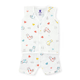 Sleeveless Jabla Co Ord Set / Jabla Shorts - 100% Muslin Cotton -Cat