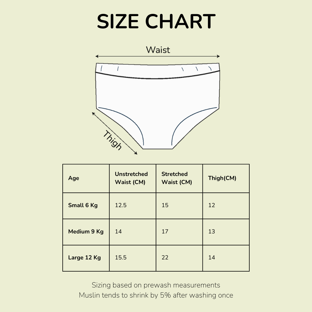 Muslin Reusable Baby Padded Underwear -Happy Zizu