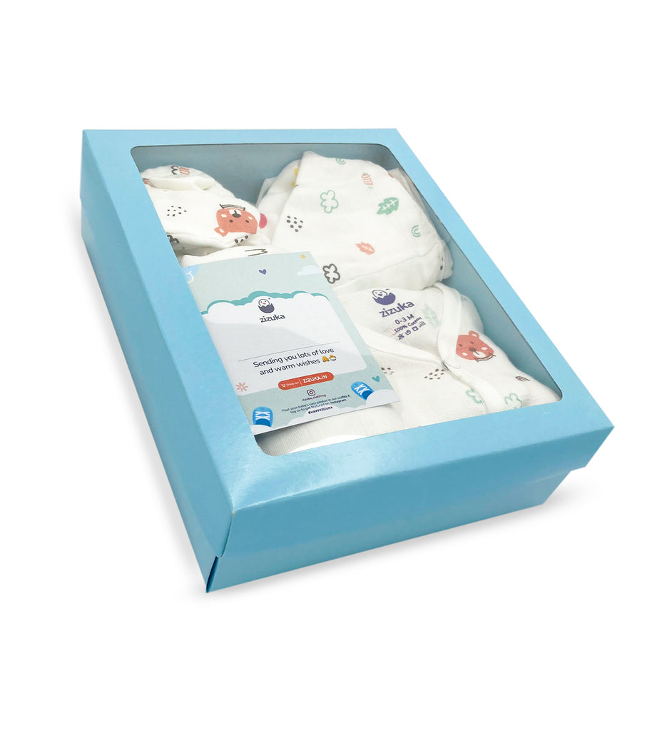 Muslin Gift Set For Newborn Baby -Baby Shower Gift Essential Box – zizuka