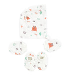 Double Layer Newborn Muslin Baby Cap Mitten Socks Set- Hello Teddy