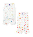 Sleeveless Jabla Co Ord Set / Jabla Shorts - 100% Muslin Combo (Pack of 2) - zizuka