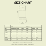 cotton baby shorts set size chart