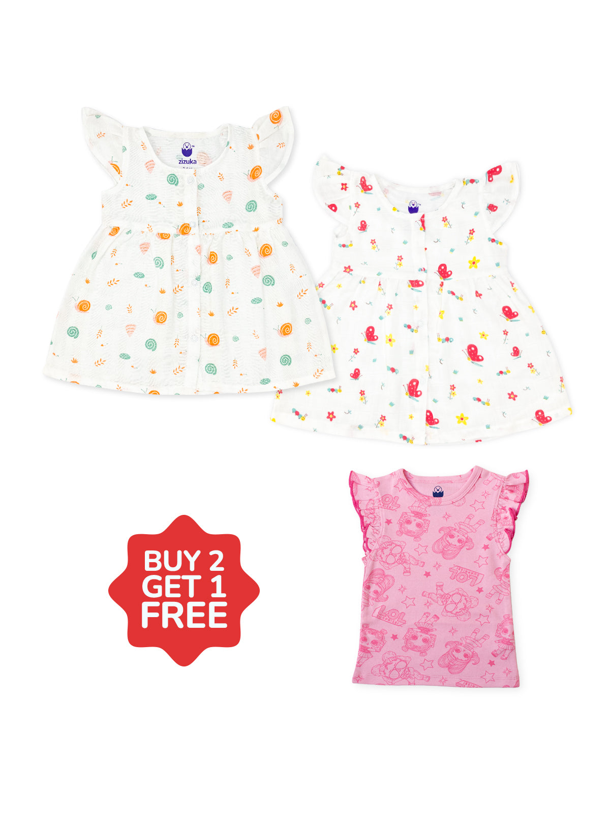 Freedom Combo -Muslin Frocks Set -Buy 2 Get 1 FREE