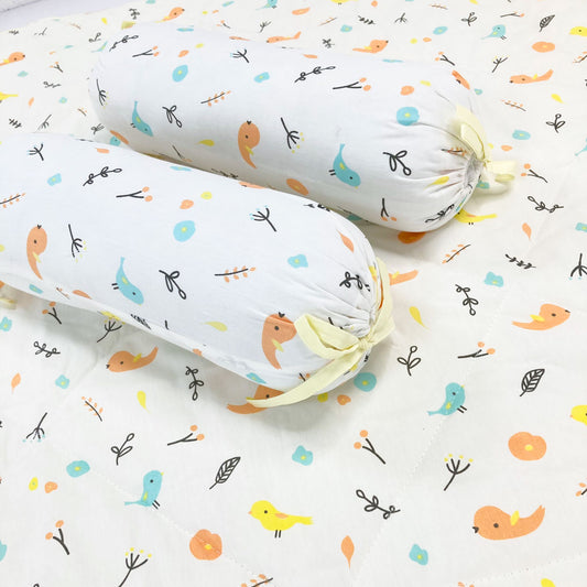 Cotton Baby Bed with 2 Bolster Pillow / Playmat -Sparrow