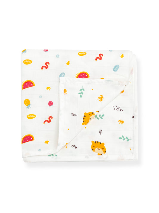 Ultra-Soft, 3Layer Muslin Reversible Baby Blanket for Babies