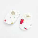 Double Layer Newborn Muslin Baby Cap Mitten Booties Set- Butterfly