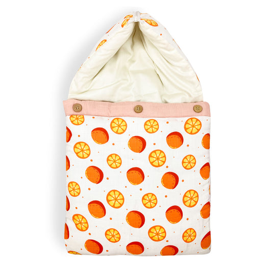 Organic Muslin Carry Nest for Baby -Traveling bed Soft Cotton - Orange