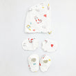 Double Layer Newborn Muslin Baby Cap Mitten Booties Set- Cat