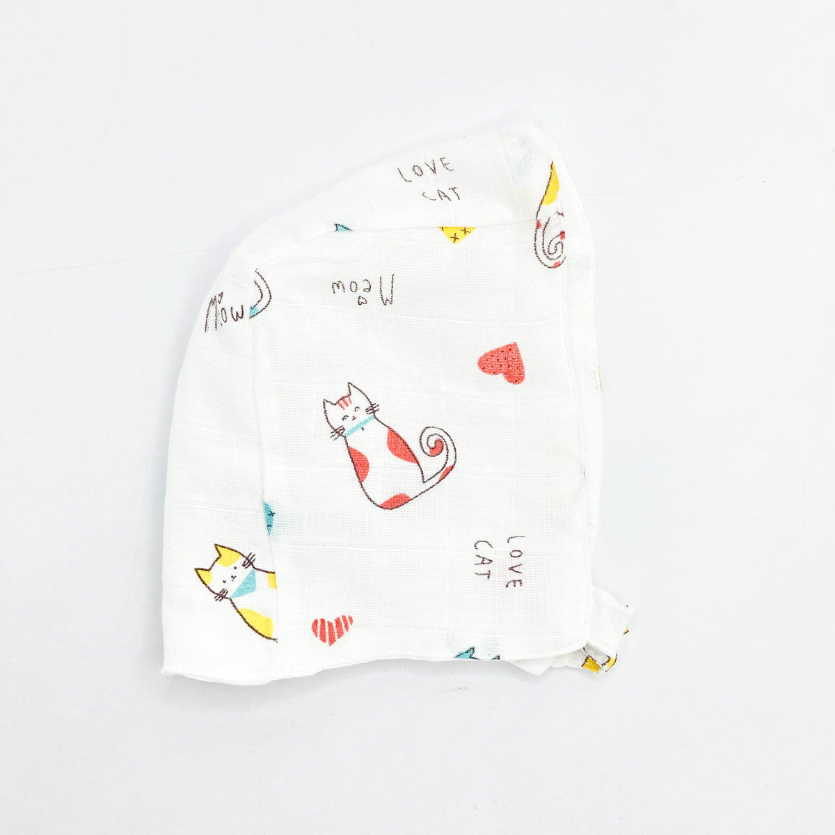 Double Layer Newborn Muslin Baby Cap Mitten Booties Set- Cat