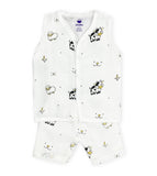 Sleeveless Jabla Co Ord Set / Jabla Shorts - 100% Muslin Cotton -Farmland