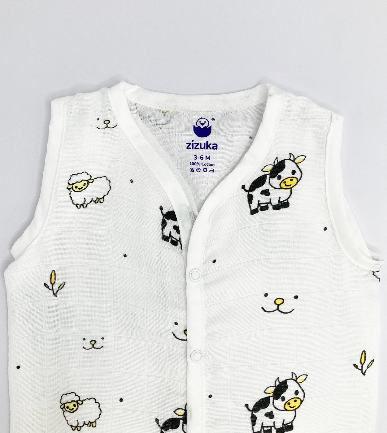 Sleeveless Jabla Co Ord Set / Jabla Shorts - 100% Muslin Cotton -Farmland