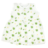 Muslin Frock for Baby Girl -Sleeveless  100% Organic Cotton Leaves