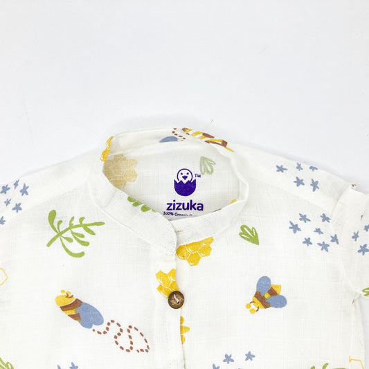 Half Sleeve Shirt For Toddler -100% Organic Muslin Cotton HoneyBee